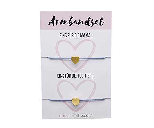 Edelschnitte "Mutter & Tochter Armband Grau Gold Freundschaftsarmbänder Freundschaftsbänder Geschenk Muttertag Armbänder von Edelschnitte