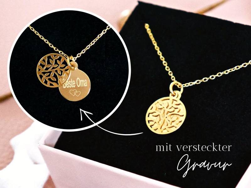 Namenskette "Tree Of Life"/925Er Silber Gold Familienkette Gravur Family von Edelschnitte