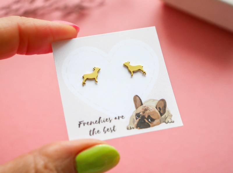 Ohrstecker "Frenchie" 925Er Silber Vergoldet von Edelschnitte