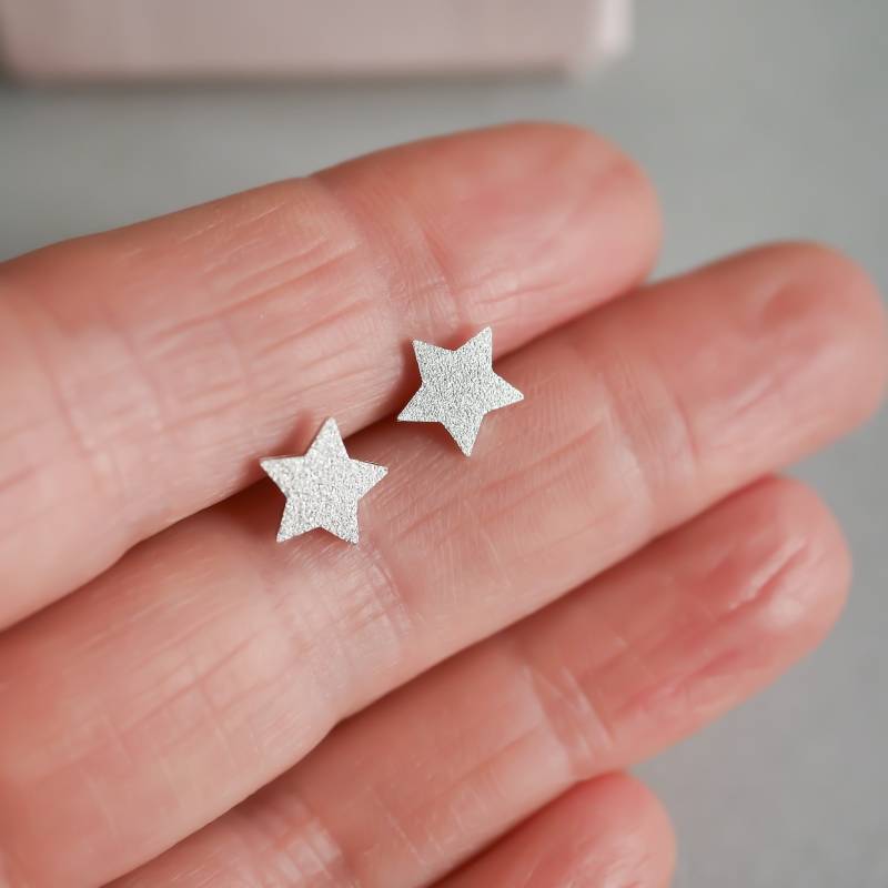 Ohrstecker "Glitzerstern" Edelstahl Silber von Edelschnitte