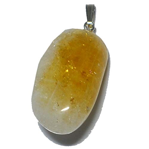 Citrin Stein-Anhänger mit echter Silber-Öse | Edelstein-Schmuck und Heilstein Ketten-Anhänger für Damen und Herren von Edelsteinartikel