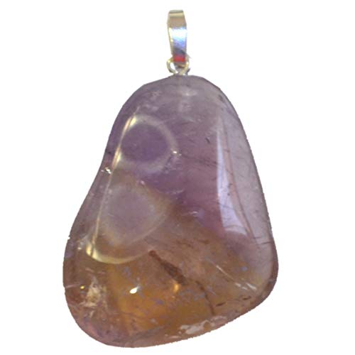 Echte Edelstein Schmuck Anhänger für Damen und Herren | Trommelstein Anhänger Silber 925 für eine Kette | Stein Anhänger - Heilstein Schmuck (Ametrin) von Edelsteinartikel