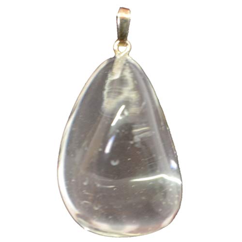 Echte Edelstein Schmuck Anhänger für Damen und Herren | Trommelstein Anhänger Silber 925 für eine Kette | Stein Anhänger - Heilstein Schmuck (Bergkristall) von Edelsteinartikel