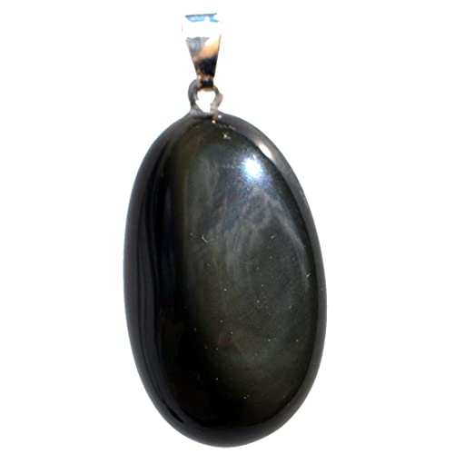 Echte Edelstein Schmuck Anhänger für Damen und Herren | Trommelstein Anhänger Silber 925 für eine Kette | Stein Anhänger - Heilstein Schmuck (Regenbogen Obsidian) von Edelsteinartikel