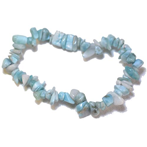Larimar Splitter-Armband |Hellblauer Edelstein Atlantis-Stein genannt | Kleine Trommelsteine Stretch-Armband für Damen und Herren | Heilstein-Schmuck (Larimar) von Edelsteinartikel