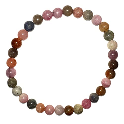 Saphir bunt Armband | Echtes Saphir Stein Kugel-Armband | Edelstein-Schmuck Bunter Saphir Perlen-Armband 6 mm | Stretch-Armband von Edelsteinartikel
