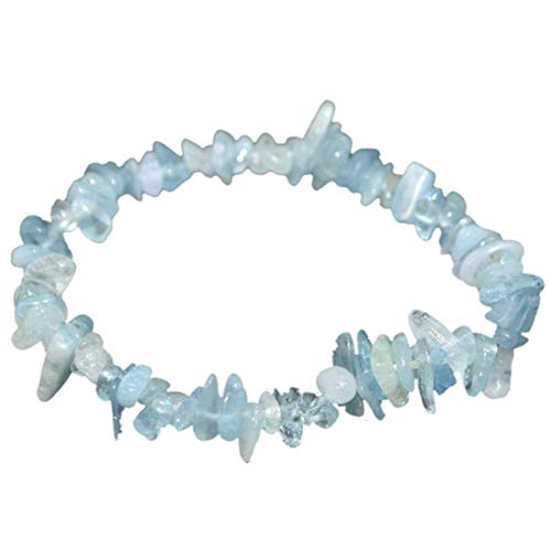 Splitter-Armbänder auf elastischen Zugband | Edelstein-Armband für Damen und Herren | Heilstein und Stretch-Armband (Aquamarin) von Edelsteinartikel