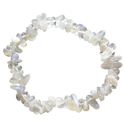 Splitter-Armbänder auf elastischen Zugband | Edelstein-Armband für Damen und Herren | Heilstein und Stretch-Armband (Mondstein (Regenbogen)) von Edelsteinartikel