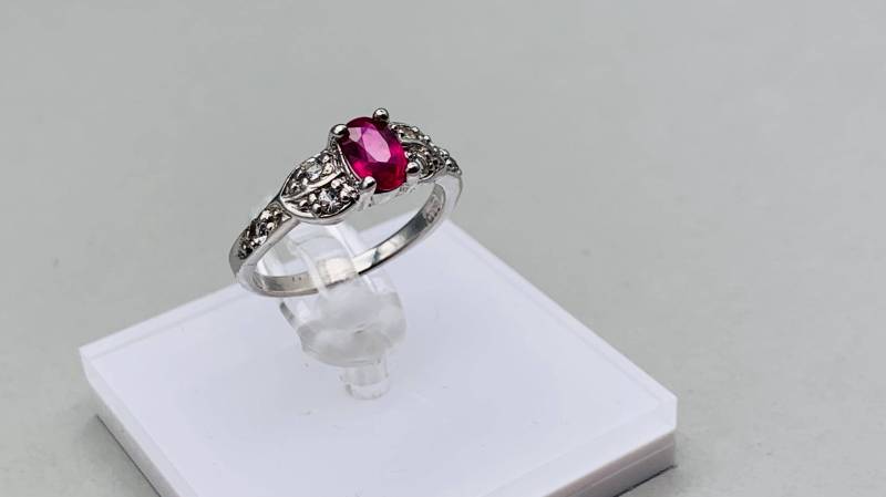 sterling Silber Ring Rubin 0.70 Ct Mit Topas Natural Ruby Women Natürlicher Edelstein Rg52 925 #1287 von EdelsteineErzgebirge