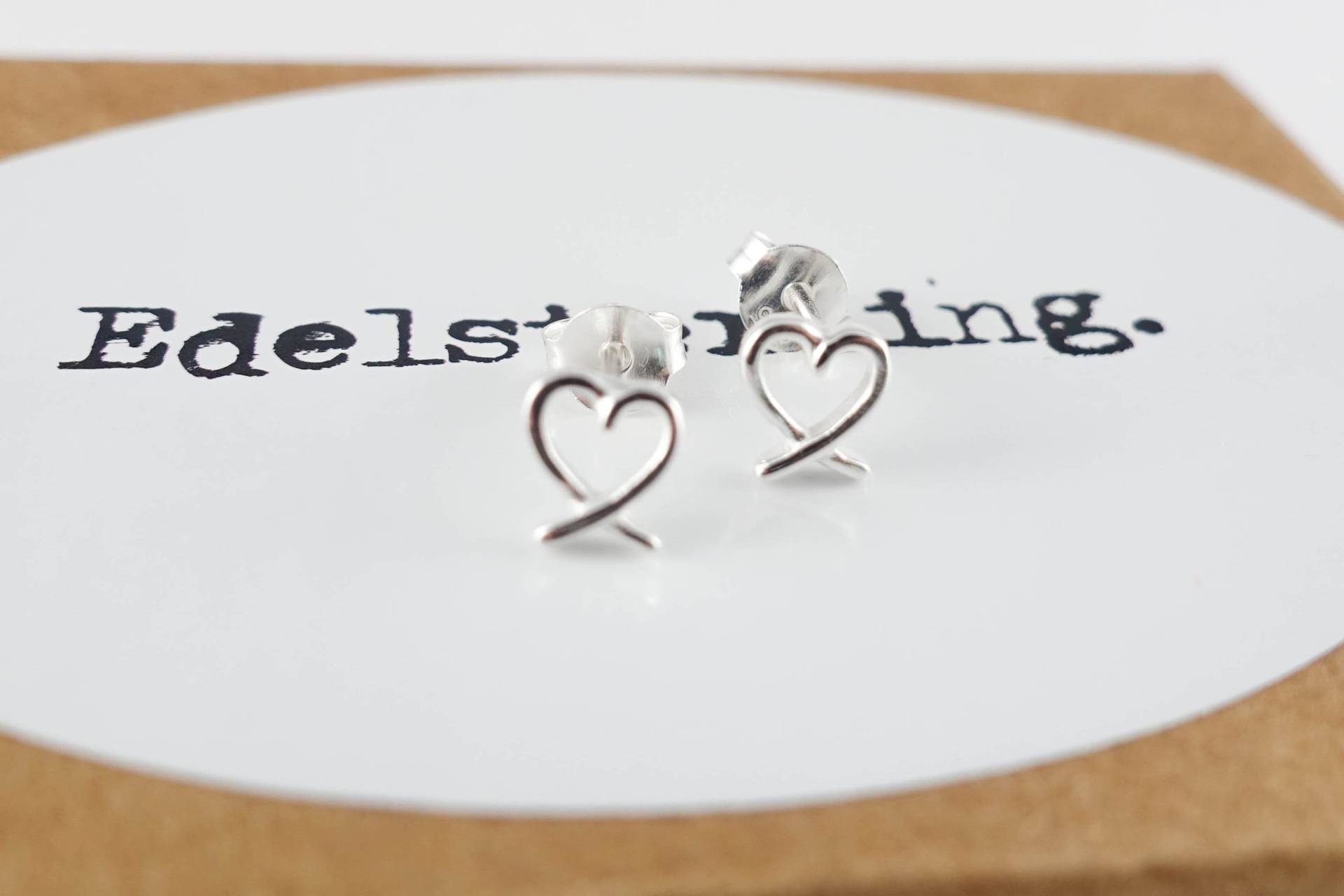 925 Sterling Silber Herz Ohrstecker, Ohrringe, Schmuck, Liebe Doppelherz, Hochzeit Ohrstecker von Edelsterling