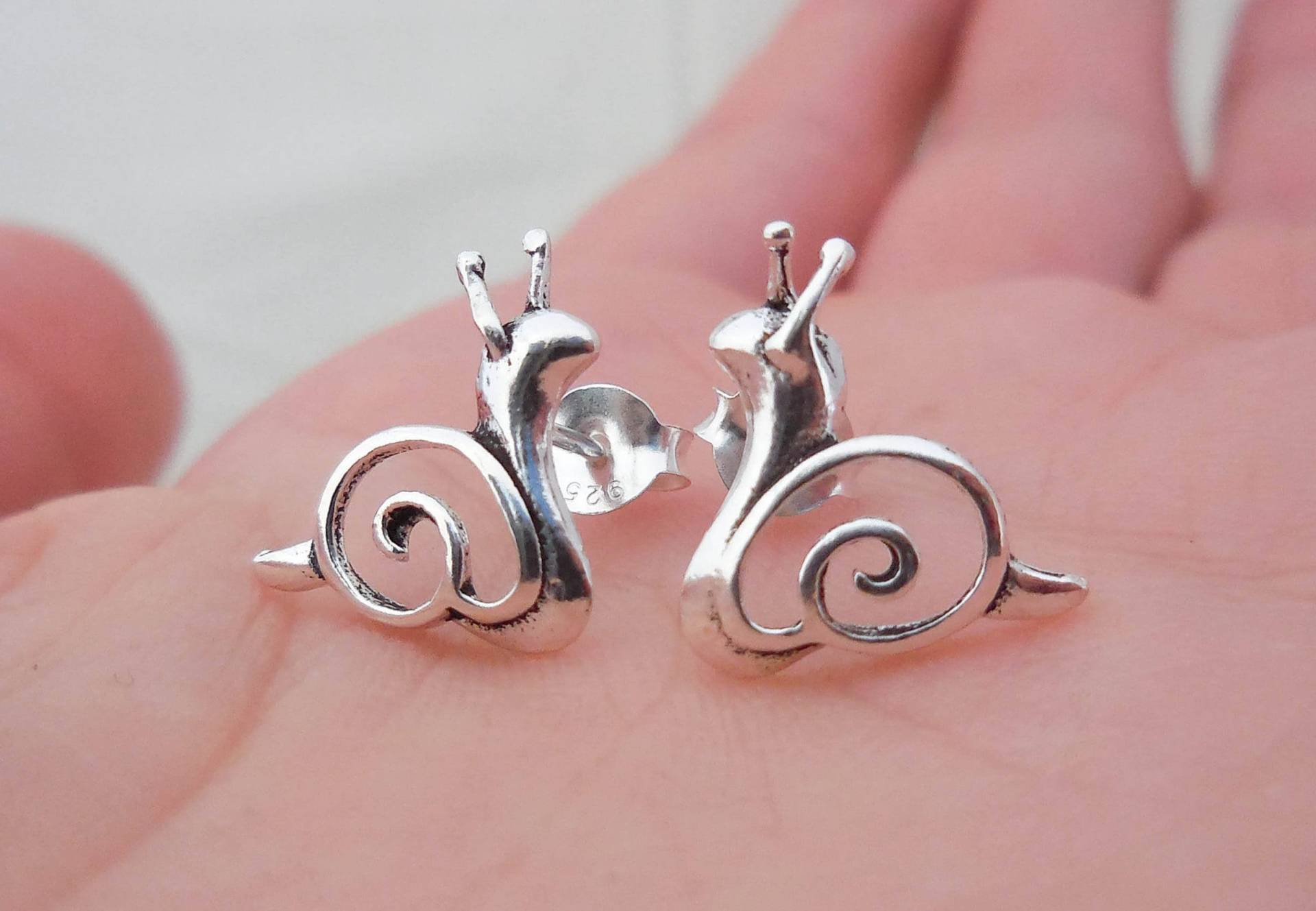 925 Sterling Silber Schnecke Ohrringe, Schnecken Ohrstecker, Schmuck, Tier Liebhaber, Kinder Ohrringe von Edelsterling