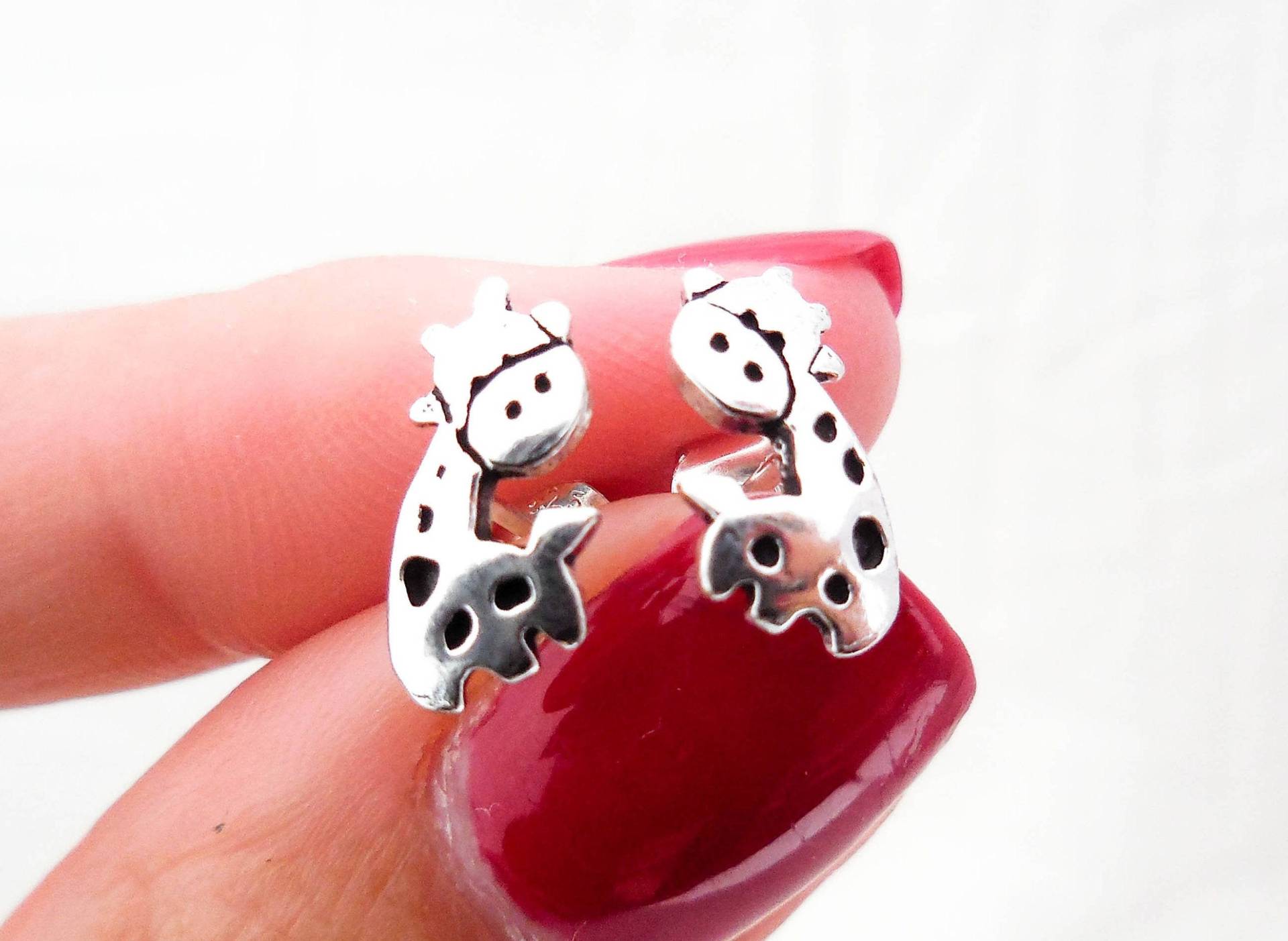 Oxidierte 925 Sterling Silber Giraffe Ohrstecker, Schmuck, Kinder Schmuck, Tier Schmuck von Edelsterling