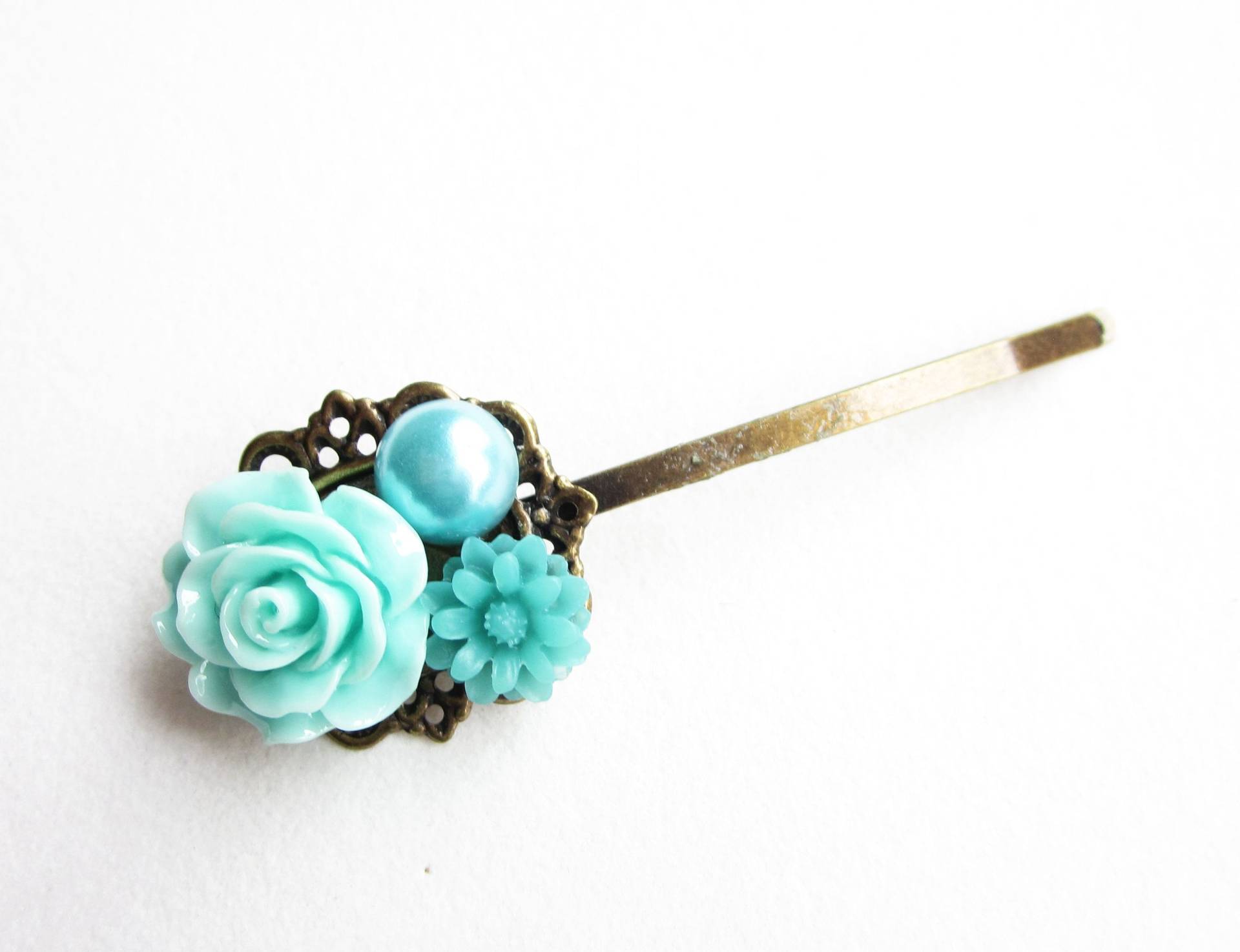 Haarklammer, Haarspange, Hair Pin, Hair Clip, Hochzeit, Wedding, Blumen, Vintage-stil, Türkis, Aqua | 164 Haarklammer, Haarspange, Hair Pin, Hair Clip, Hochzeit, Wedding, Blumen, Vintage-stil, Türkis, Aqua | 164 von EdelundFeinDesign