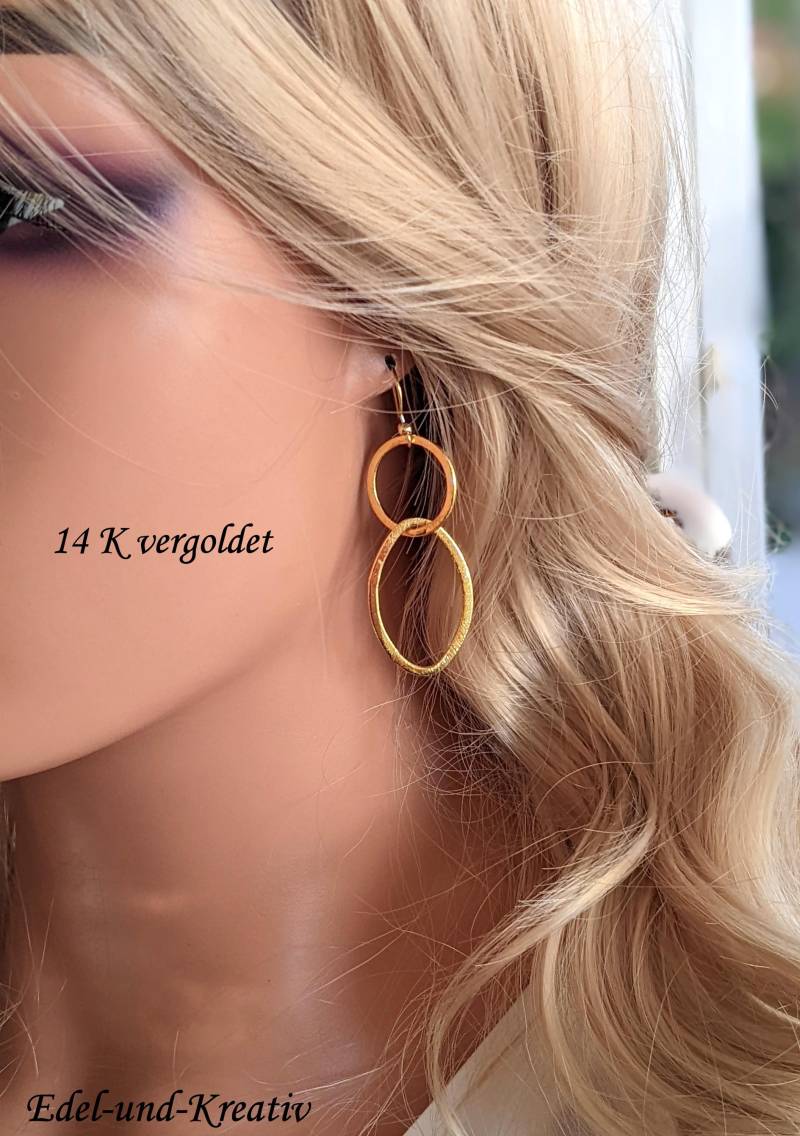 Ohrringe 2 Ringe Auf 925Er Goldhaken, Goldringe, Trendige Gliederohrringe, Kreise 14K Gold Filled, Neu, Bubble Ohrringe, Statement, Creole Gold von EdelundKreativ