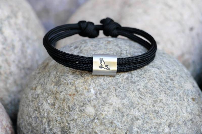 Personalisiertes Herren Armband Adler Aus Segeltau, Handgestempelt von EdelundTau