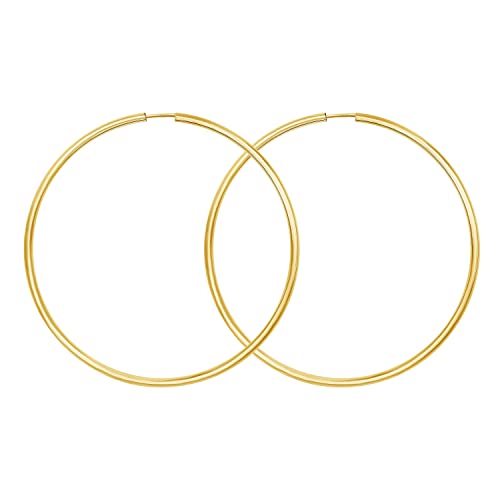 EDELIND Ohrringe Damen Creolen 60 mm 585 Gelbgold Breite 2 mm Große Hoop Ohrringe 14K Echt Gold für Frauen Basic Goldschmuck Damenohrringe mit Schmuck Geschenk Box von EDELIND