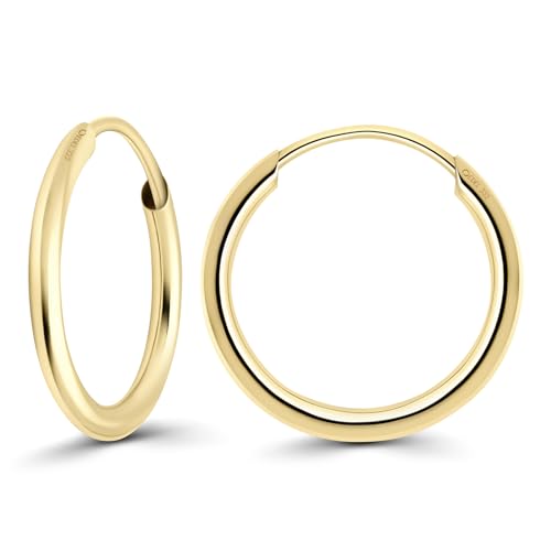 EDELIND Creolen 13 mm 333 Gold Feine Ohrringe für Damen Mädchen Breite 1,3mm Hoop Ohrringe Klein 8 Karat Gold Basic Ohrschmuck mit Schmuck Geschenk Box Made in Germany von EDELIND