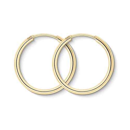 EDELIND Creolen Gold 585 Gelbgold 25 mm Breite 1,5 mm Hoop Earrings 14 K Echtgold Ohrringe Rund für Damen Mädchen mit Schmuck Geschenkbox von EDELIND
