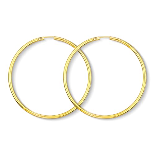 EDELIND Creolen Gold 585 Echtgold 60 mm Damen Ohrringe Breite 2,5 mm Gelbgold 14k mit Geschenkbox von EDELIND