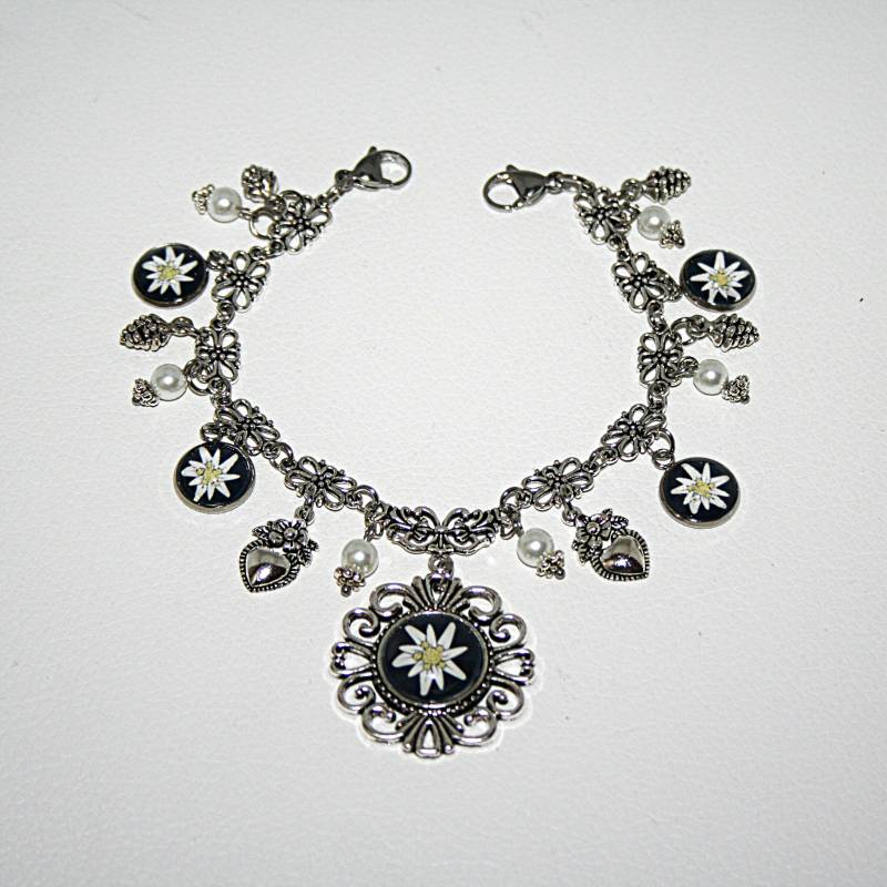 Charivari Handgefertigt , Dirndl Edelweiss Schmuck Charms Anhänger Cabochon Trachtenhochzeit Trachtenschmuck von Edelweiss51Jewelry