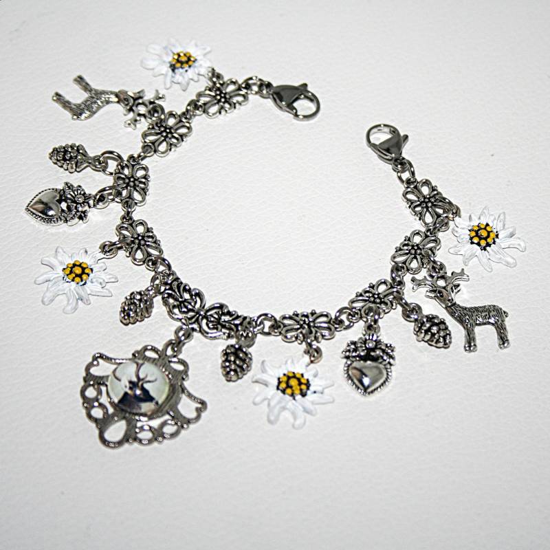 Charivari Kette/Mit Hirsch Anhänger Edelweiss Charms Trachtenhochzeit Damen von Edelweiss51Jewelry