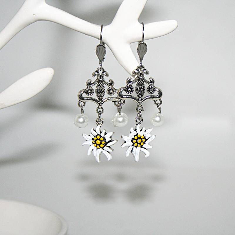 Edelweiss Ohrringe Hängend/Mit Vintage Silberschmuck Hängende Alpenblumen Schmuck von Edelweiss51Jewelry