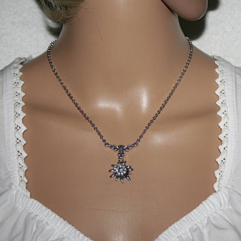 Halskette Edelweiss , Kette Mit Anhänger Alpenblumen Bergblumen Schmuck Edelweissblüten Damen von Edelweiss51Jewelry