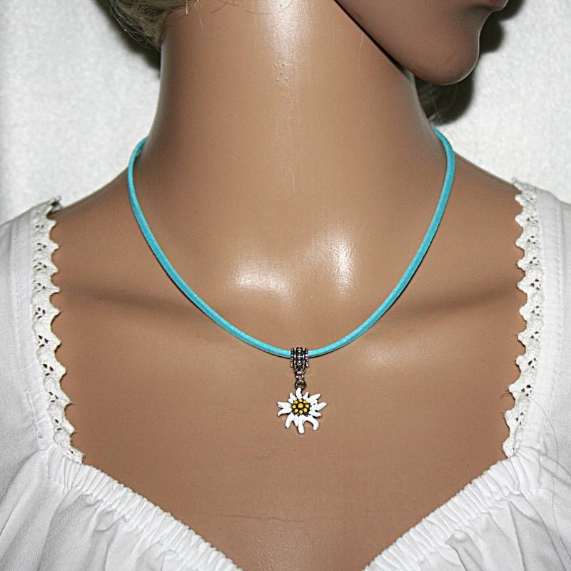 Halskette Mit Anhänger , Blumenanhänger Blumenmädchen Edelweißanhänger Damen Blütenedelweiß Bergblumenanhänger von Edelweiss51Jewelry