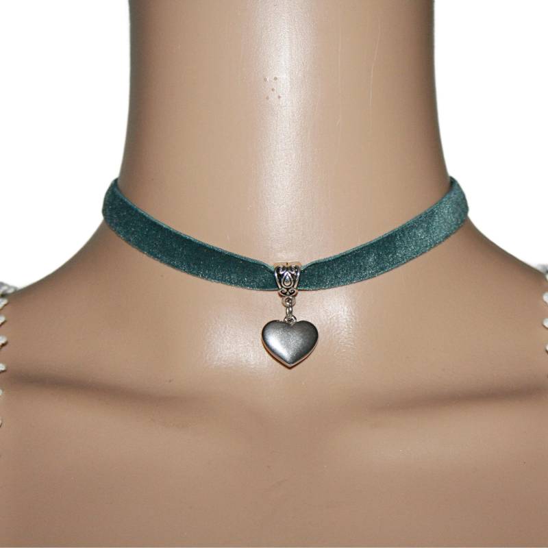 Herzanhänger/Samt-Kropfband Elastisch Trachtenschmuck Halskette Geschenk Für Sie Geburtstag Mama von Edelweiss51Jewelry