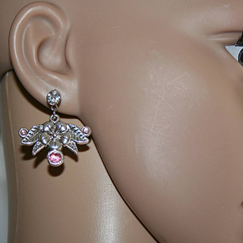 Ohrringe Mit Blumenanhänger Ohrschmuck Anhänger Ohrstecker Zirkonia Alltagsohrring Trendige Trachtenschmuck von Edelweiss51Jewelry