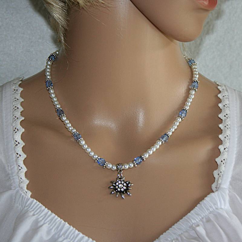 Perlen Kette Edelweiss/Trachtenkette Blumen Trachtenschmuck Oktoberfest Alpenblumen Geschenk von Edelweiss51Jewelry