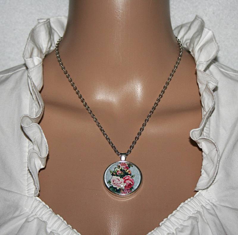 Rosenschmuck Halskette Anhänger Schmuck Blumenschmuck Rosenstrauß Geschenk Für Sie von Edelweiss51Jewelry