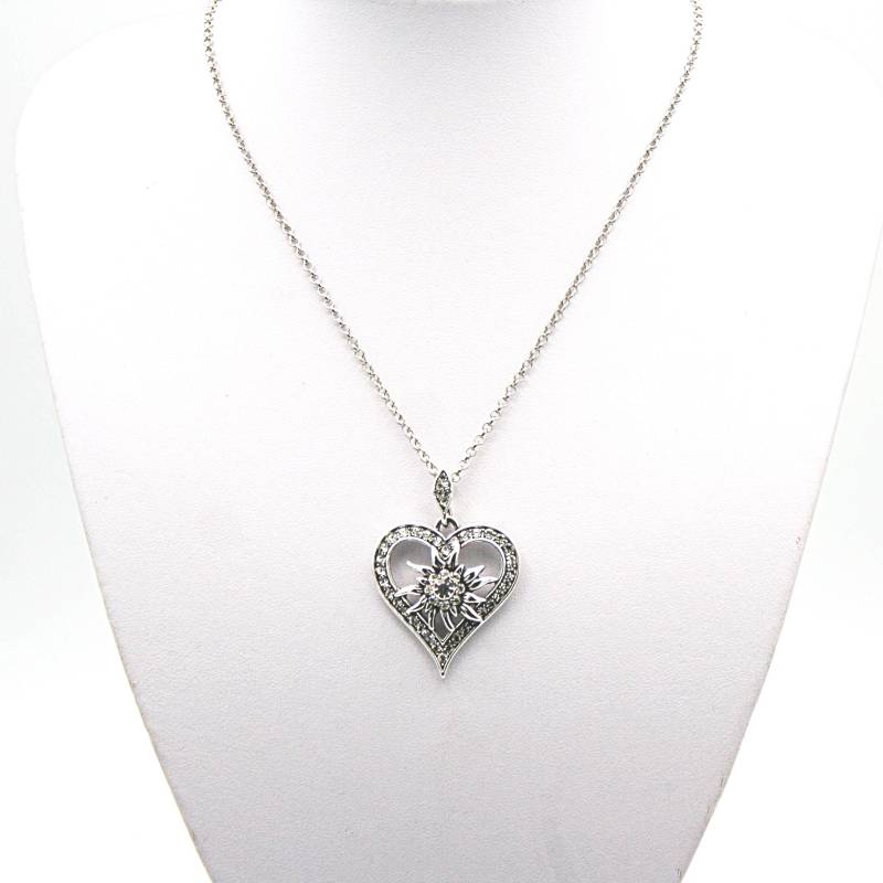 Silberkette „Alpenherz" - Edelweiss-Design Mit Kristallen Zarte von Edelweiss51Jewelry