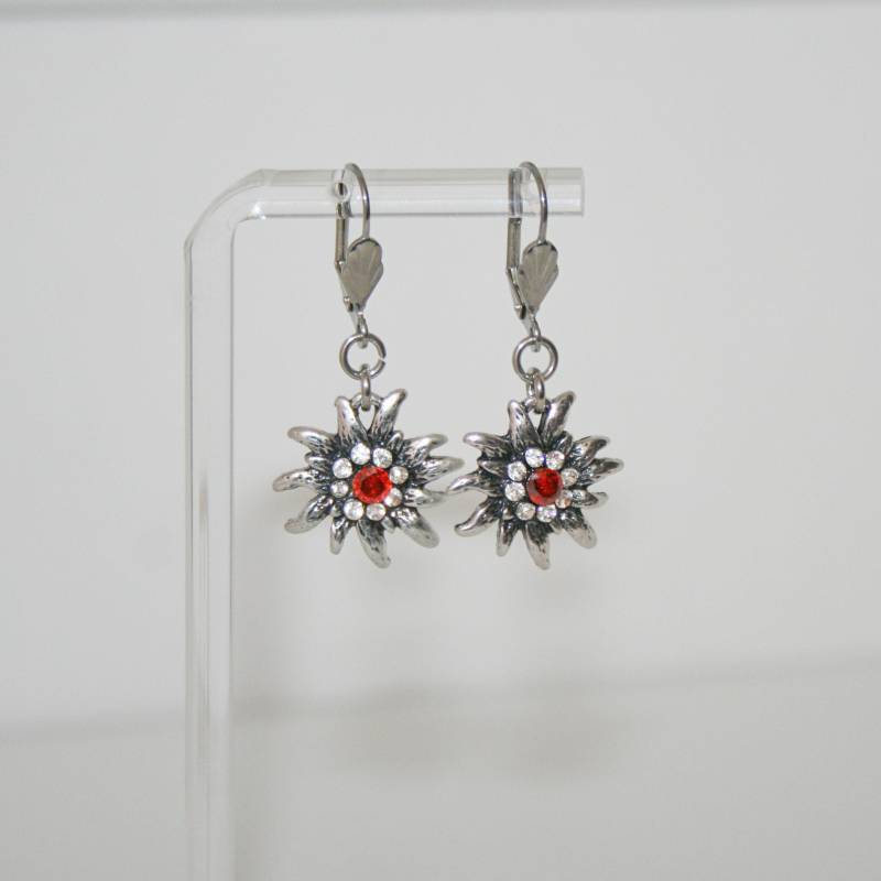 Strass Ohrringe , Blumen Anhänger Sind Mit Strasssteinen Ausgestattet Trendige Bunte von Edelweiss51Jewelry