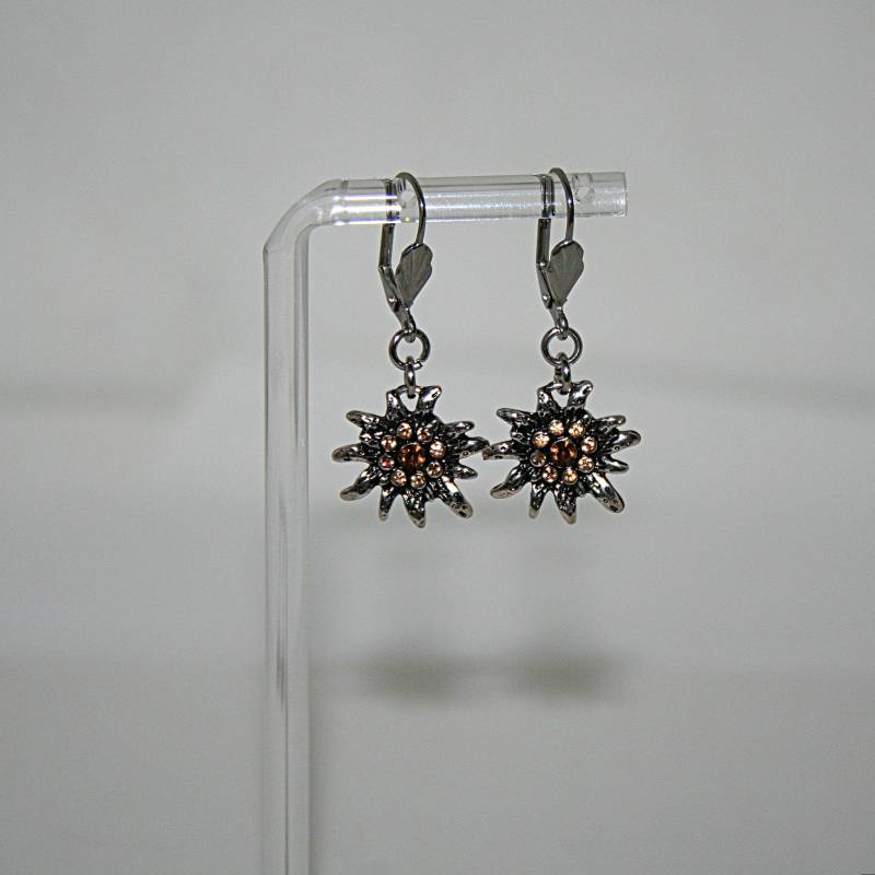 Strass Ohrringe , Edelweiss Anhänger Ohrhänger Sind Mit Braunen Strasssteinen Ausgestattet Alltagsohrring Trendige von Edelweiss51Jewelry
