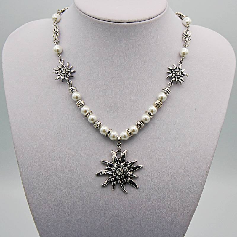 Trachtenkette Mit Edelweiss Anhänger Perlenkette in Blau, Rot, Grün Oder Weiß Trachtenschmuck Oktoberfest Trachtenfest Damenschmuck Geschenk von Edelweiss51Jewelry