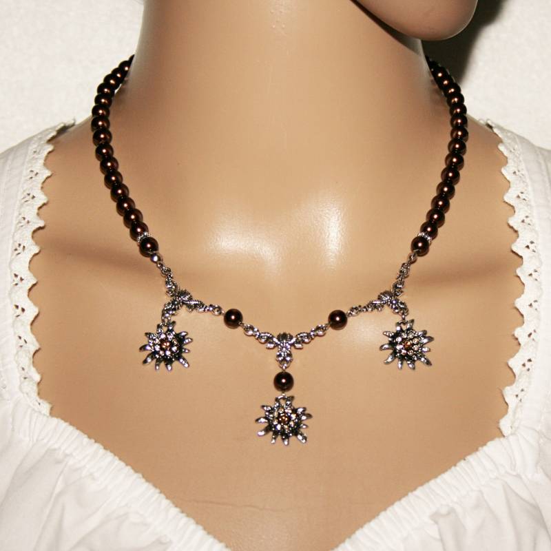 Trachtenperlenkette , Perlenkette Trachtenschmuck Hochzeitskette Blumenmädchen Blütenerlenkette Blumenfest Oktoberfest von Edelweiss51Jewelry