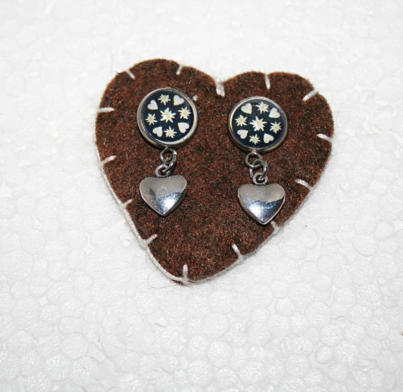 Trendige Ohrringe/Ohrstecker Sind Mit Edelweiß - Herz Motiv Ausgestattet Alltagsohrring Coole Geschenk von Edelweiss51Jewelry