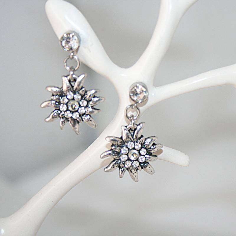 Edelweiss Ohrstecker Mit Strass Trachtenschmuck Alpenstil Ohrringe Oktoberfest Alpiner Ohrschmuck von Edelweiss51Jewelry