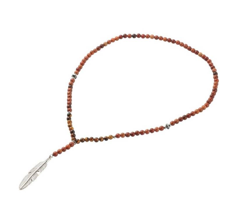 Eden Stone Kette mit Anhänger Holzperlen Feder Handgemachte Kette Holzperlen natürlichem Tigerauge (1-tlg) von Eden Stone