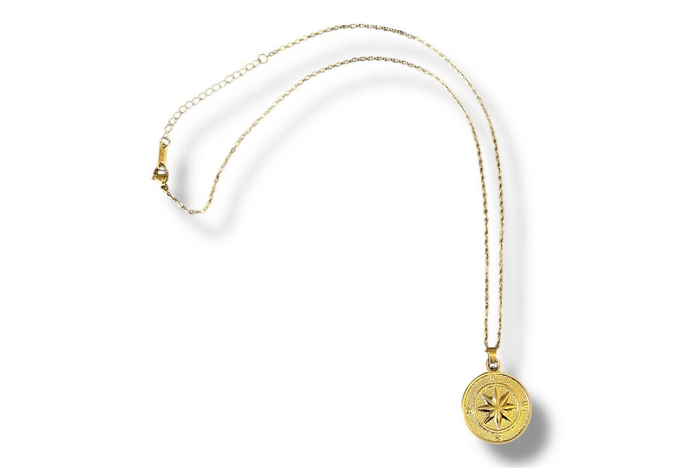 Eden Stone Kette mit Anhänger Kompass-Kette 18K Goldplattiert für Herren & Damen, Edelstahl Anhänger (1-tlg., kein Set), 18K Gold plattiert von Eden Stone