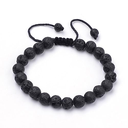 Eden Stone Lavanstein Armband Damen und Herren mit 8mm Lava Stein Perlen Kugeln Schwarz größen Verstellbar von Eden Stone