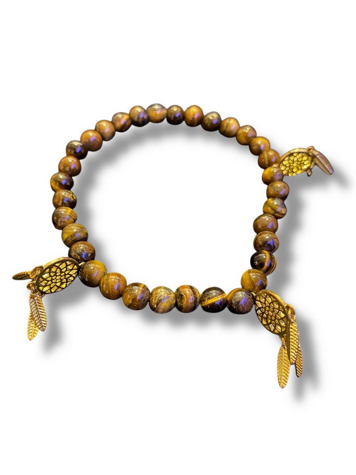 Eden Stone Perlenarmband Tigerauge Armband Echtes Edelstein Perlenarmband Traumfänger Anhängern (1-tlg) von Eden Stone