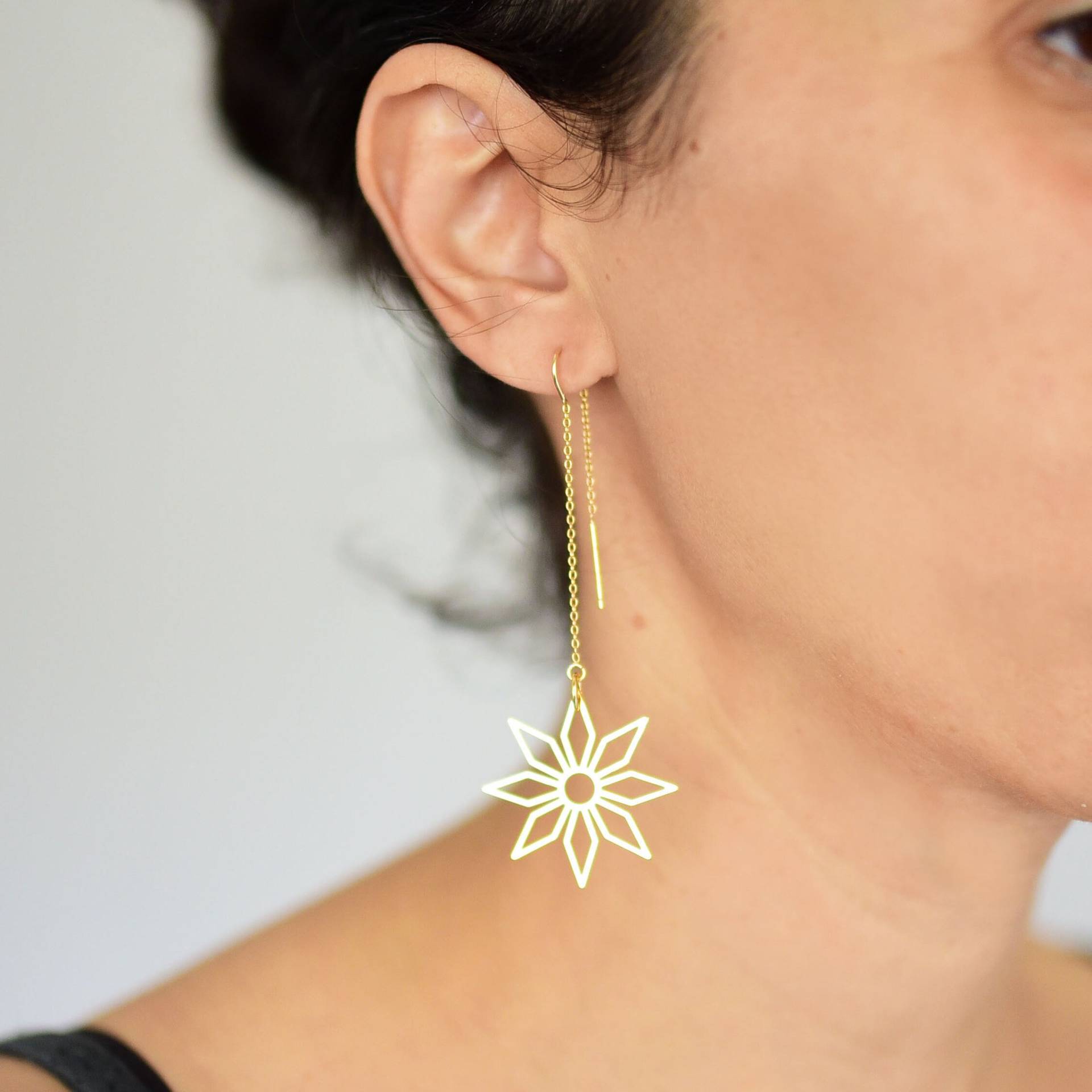 Blatt Einfädler Ohrringe, Lange Kette Stern 1 Stück, Ketten Haken Ohrring, Durchzieh Abend Statement Schmuck Blatt Einfädler Ohrringe, Lange Kette Stern 1 Stück, Ketten Haken Ohrring, Durchzieh Abend Statement Schmuck von EdenJewelries