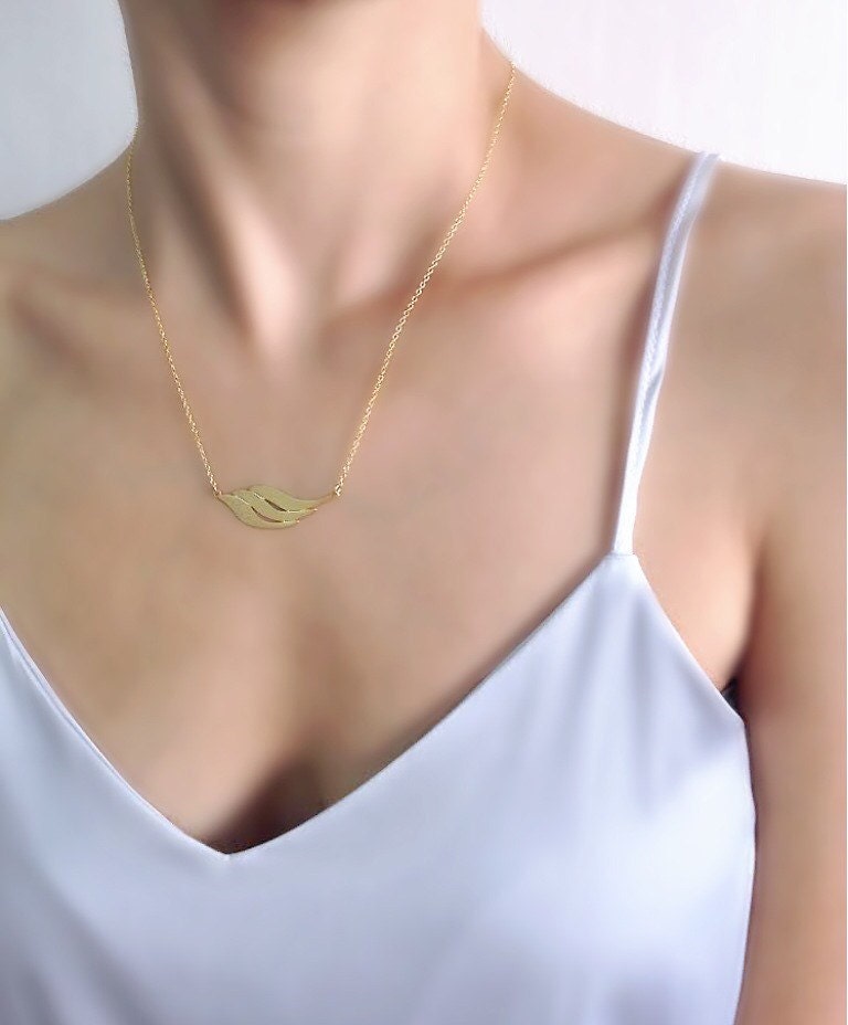 Fächer, Halskette, Flügel Zierliche Goldkette, Freundschaftskette, Braut Blumen Halskette Fächer, Halskette, Flügel Zierliche Goldkette, Freundschaftskette, Braut Blumen Halskette von EdenJewelries