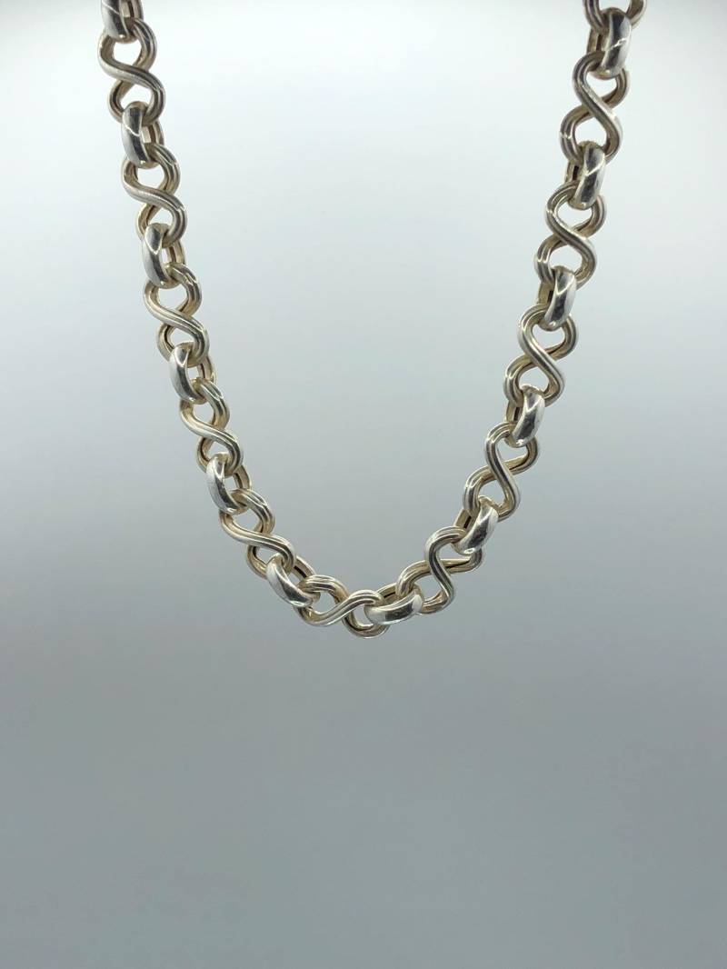 Sterling Silber Phantasie Abbildung Von Acht Chunky Links Kette Statement Halskette Vintage von Edenagorajewellery
