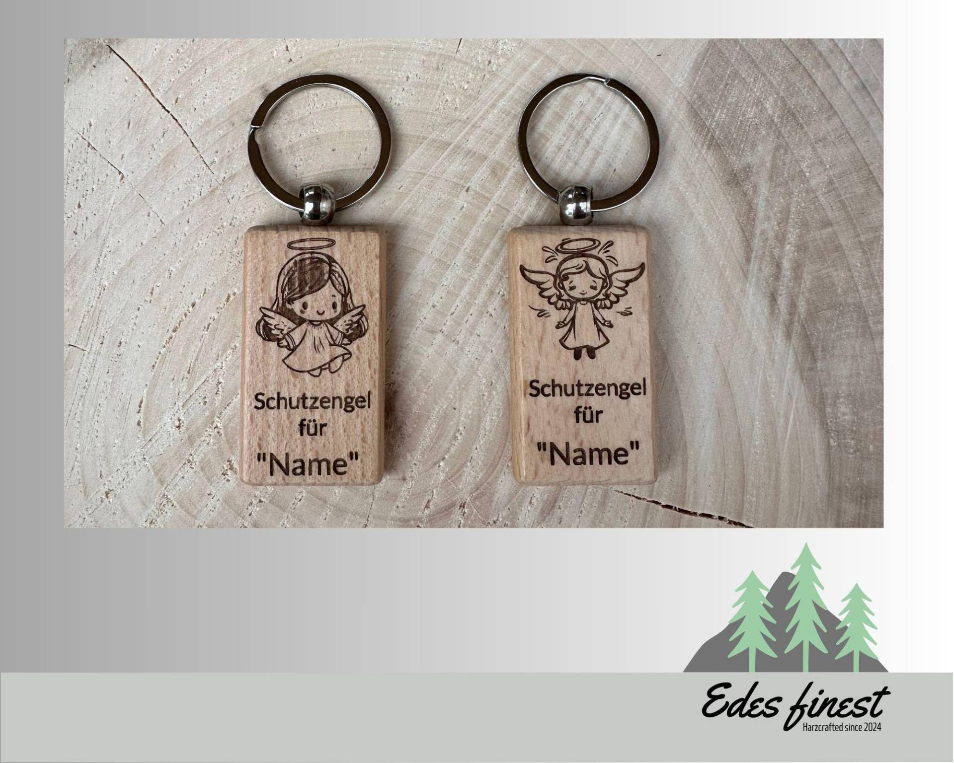 Personalisierter Holz Schlüsselanhänger Schutzengel - Holzschlüsselanhänger Lasergravur Personalisierter Holz Schlüsselanhänger Schutzengel - Holzschlüsselanhänger Lasergravur von EdesFinest