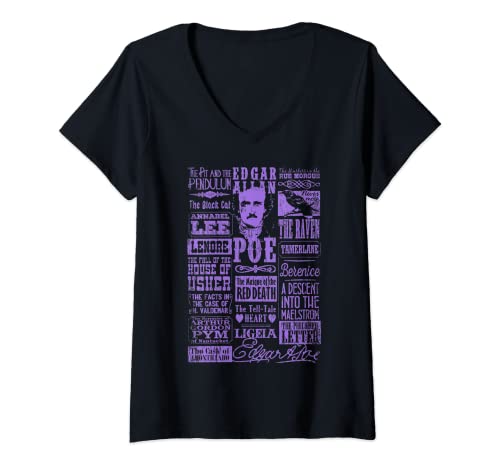 Damen Edgar Allan Poe Shirt Gothic Gedichte Zitate Raven Rue Morgue T-Shirt mit V-Ausschnitt Damen Edgar Allan Poe Shirt Gothic Gedichte Zitate Raven Rue Morgue T-Shirt mit V-Ausschnitt von Edgar Allan Poe Shirts