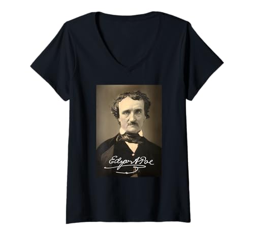 Damen Porträt von Edgar Allan Poe T-Shirt mit V-Ausschnitt Damen Porträt von Edgar Allan Poe T-Shirt mit V-Ausschnitt von Edgar Allan Poe Tees