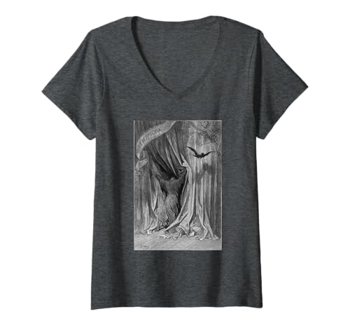 Damen Edgar Allan Poe Nevermore The Raven T-Shirt mit V-Ausschnitt von Edgar Allan Poe The Raven Shirt